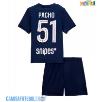 Camisa de time de futebol Paris Saint-Germain Willian Pacho #51 Replicas 1º Equipamento Infantil 2025-26 Manga Curta (+ Calças curtas)